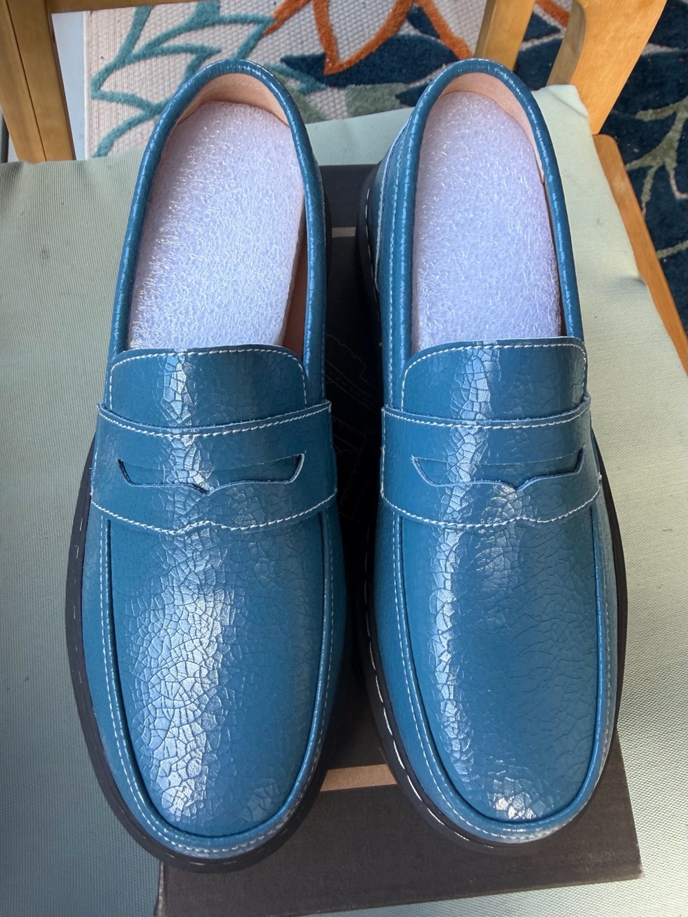 Men's Teal Penny Loafers - Sleek Casual Dress Shoes